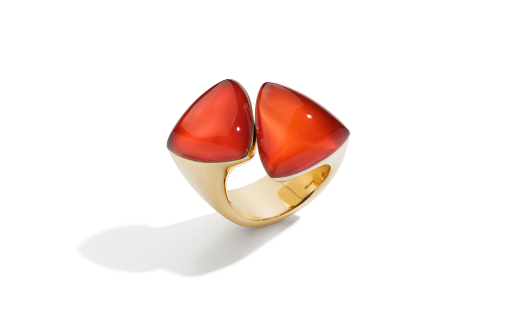 FRECCIA ring rose gold cornelian rock crystal