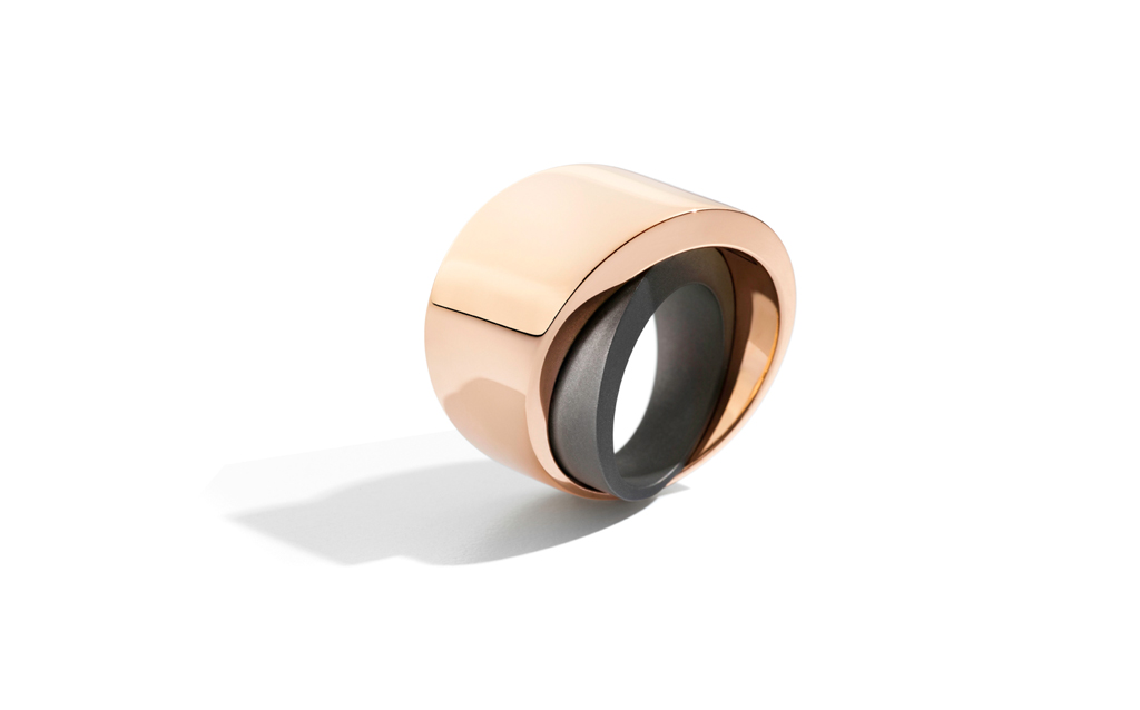 TOURBILLON ring rose gold and titanium