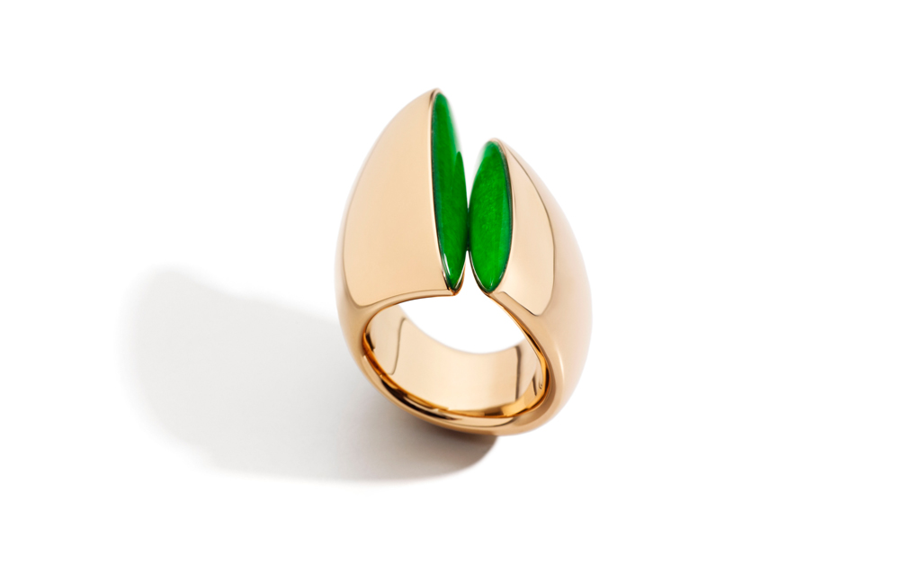 ECLISSE ring in rose gold jade rock crystal