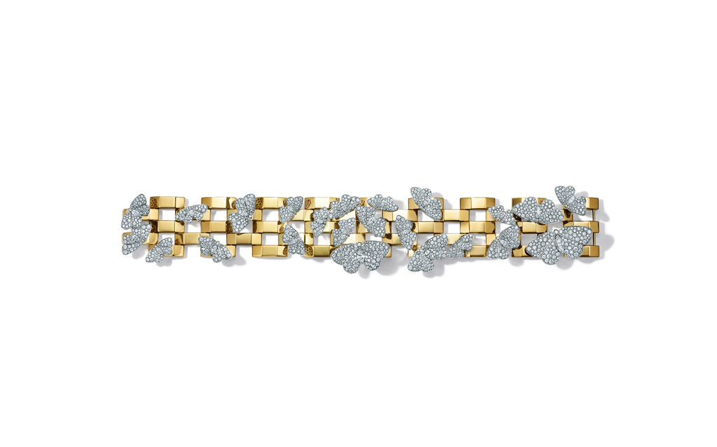 TIffany & Co. Bracelet in 18k yellow gold and platinum with mixed-cut diamonds, over eight total carats
