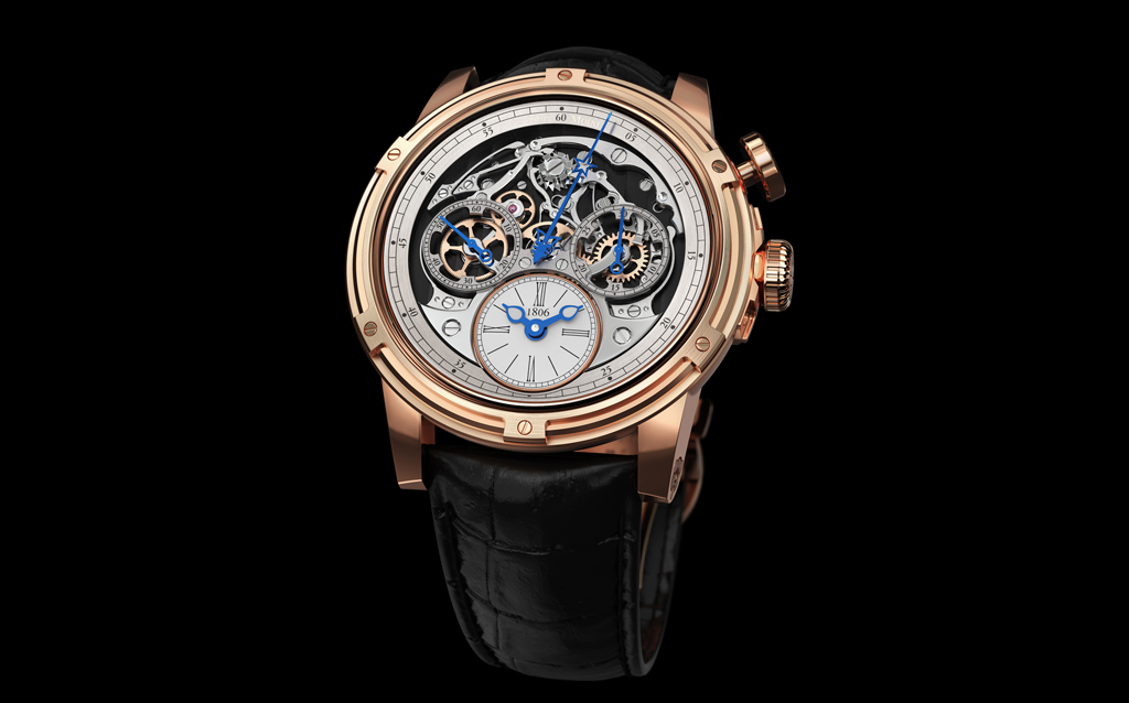 ساعة Louis Moinet Memoris التي اصدرت الشركة بمناسبة مرور 10 سنوات على اعادة اطلاق العلامة التجارية و200 سنةعلى ابتكار لويس مونيه الكرونوغراف 