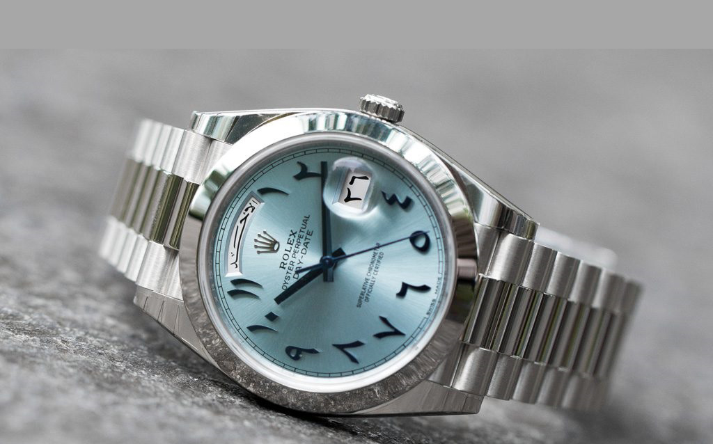 Rolex Day-Date Oyster Perpetual Baguette Bezel Arabic Numerals