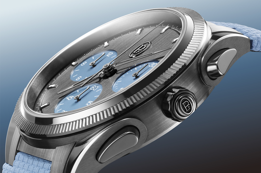 The TONDA PF Sport Chronograph Ultra-Cermet Mineral Blue showcases Parmigiani Fleurier’s latest innovation in high-performance materials. Developed over more than three years, Ultra-Cermet combines advanced ceramic and titanium, offering exceptional hardness, scratch resistance and a distinctive metallic appearance with shifting blue and anthracite tones. Used as the watch’s structural material rather than a surface coating, it forms the 73-component case while maintaining a cool touch and excel