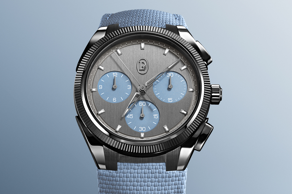 The TONDA PF Sport Chronograph Ultra-Cermet Mineral Blue showcases Parmigiani Fleurier’s latest innovation in high-performance materials. Developed over more than three years, Ultra-Cermet combines advanced ceramic and titanium, offering exceptional hardness, scratch resistance and a distinctive metallic appearance with shifting blue and anthracite tones. Used as the watch’s structural material rather than a surface coating, it forms the 73-component case while maintaining a cool touch and excel